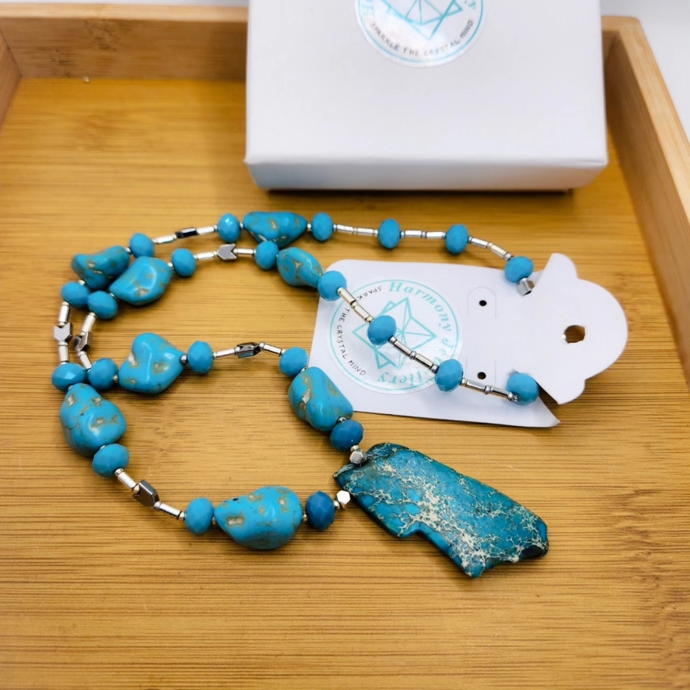 Turquoise, Blue Impression Jasper Necklace